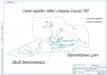 8.	Рабочий чертеж схемы передач левой стороны Енисей-950, А2