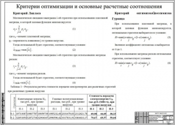 8.	Технический чертеж критериев оптимизации и основных расчетов соотношения, А1