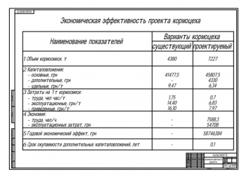 8.	Таблица показателей экономической эффективности проекта, А1