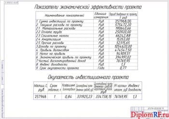 Чертёж показателей экономической эффективности проекта (формат А1)