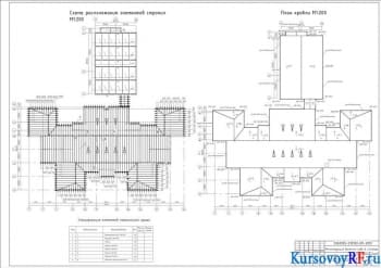 Схема расположения элементов стропил, план кровли